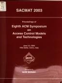 Tapa de Proceedings of Eighth ACM Symposium on Access Control Models and Technologies: Sacmat 2003