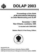 Tapa de Dolap 2003: Proceedings of the Sixth ACM International Workshop on Data Warehousing and OLAP