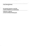 Tapa de Die deutsche Sprache in der DDR