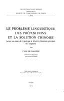 Tapa de Le problème linguistique des prépositions et la solution chinoise