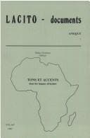 Tapa de Tons Et Accents Dans Les Langues Africaines (Contributions de Mvhlig, W., Boyd, R., Moqino, Y., Jouannet, F., Guarisma, G.). Laf7 (Lacito-Documents)