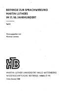 Tapa de Beiträge zur Sprachwirkung Martin Luthers im 17./18. Jahrhundert