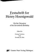 Tapa de Festchrift for Henry Hoenigswald