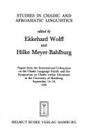Tapa de Studies in Chadic and Afroasiatic linguistics