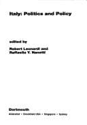 Tapa de ITALY: POLITICS AND POLICY: V. 2; ED. BY ROBERT LEONARDI
