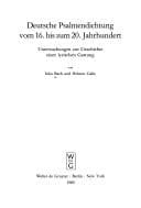 Tapa de Deutsche Psalmendichtung vom 16. bis zum 20. Jahrhundert