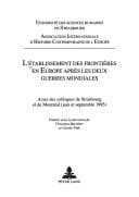 Tapa de L'établissement des frontières en Europe après les deux guerres mondiales