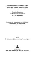 Tapa de Jakob Michael Reinhold Lenz Im Urteil Dreier Jahrhunderte