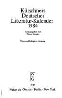 Tapa de Kuerschners Deutscher Literatur-Kalender 1984 (Kurschners Deutscher Literatur-Kalender)