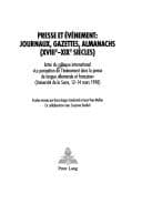 Tapa de Presse et événement: journaux, gazettes, almanachs (XVIIIe-XIXe siècles)