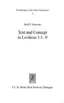 Tapa de Text and Context in Leviticus One: One Through Nine (Forschungen Zum Alten Testament : No 2)