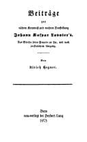 Tapa de Beiträge zur näheren Kenntnis und wahren Darstellung Johann Kaspar Lavater's