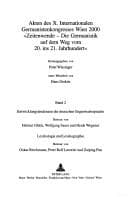 Tapa de Akten Des X. Internationalen Germanistenkongresses Wien 2000: Band 2
