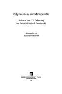 Tapa de Polyfunktion und Metaparodie. Aufsaetze zum 175. Geburtstag von Fedor Michajlovic Dostoevskij