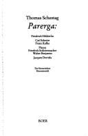 Tapa de Parerga: Friedrich Holderlin, Carl Schmitt, Franz Kafka, Platon, Friedrich Schleiermacher, Walter Benjamin, Jacques Derrida