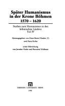 Tapa de Studien zum Humanismus in den böhmischen Ländern