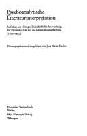 Tapa de Psychoanalytische Literaturinterpretation