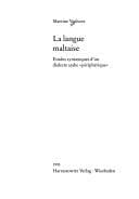 Tapa de La Langue Maltaise (Semitica viva)