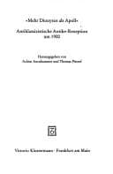 Tapa de Mehr Dionysos als Apoll: antiklassizistische Antike-Rezeption um 1900