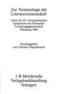 Tapa de Zur Terminologie der Literaturwissenschaft