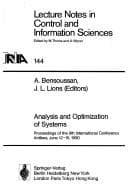 Tapa de International Conference on Analysis and Optimization of Systems (Lecture Notes in Control & Information Sciences)