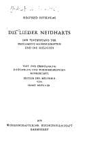 Tapa de Die Lieder Neidharts