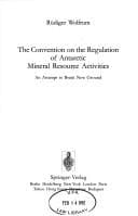 Tapa de The Convention on the Regulation of Antarctic Mineral Resource Activities