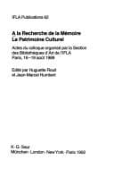 Tapa de A la recherche de la mémoire, le patrimoine culturel