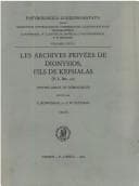 Tapa de Les Archives privées de Dionysios, fils de Kephalas