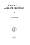 Tapa de John Wycliffe As Legal Reformer