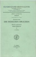 Tapa de Die Indischen Sprachen (Handbuch Der Orientalistik - Abteilung - Indien, Vol 1/1)