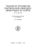 Tapa de Textes et études de papyrologie grecque, démotique et copte