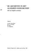 Tapa de De archieven in het Algemeen Rijksarchief (Overzichten van de archieven en verzamelingen in de openbare archiefbewaarplaatsen in Nederland)