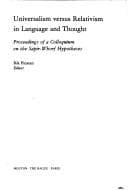 Tapa de Universalism Versus Relativism in Language Thought (Contributions to the sociology of language)