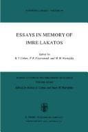 Tapa de Essays in memory of Imre Lakatos