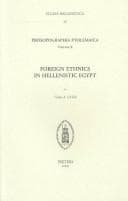 Tapa de Foreign Ethnics in Hellenistic Egypt (Prosopographia Ptolemaica, V. 10)