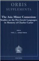 Tapa de Asia Minor Connexion Studies on the Pre-Greek Languages in Memory of Charles Carter
