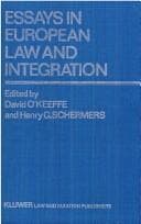 Tapa de Essays in European law and integration