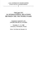 Tapa de The Baltic in International Relations Between the Two World Wars