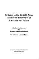 Tapa de Criticism in the Twilight Zone
