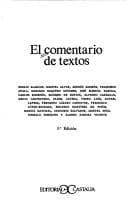Tapa de El Comentario de Textos I (Literatura y Sociedad,)