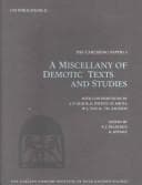 Tapa de A miscellany of Demotic texts and studies