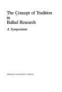 Tapa de The Concept of tradition in ballad research