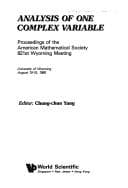 Tapa de Analysis of One Complex Variable