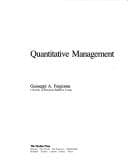 Tapa de Quantitative Management (The Dryden Press Series in Management)