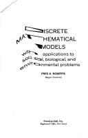 Tapa de Discrete Mathematical Models with Applications to Social, Biological, and Environmental Problems