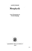 Tapa de Metaphysik (Philosophiehistorische Texte)