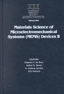 Tapa de Materials science of microelectromechanical systems (MEMS) devices II