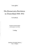Tapa de Die Konservative Revolution in Deutschland 1918 - 1932. Ein Handbuch
