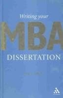 Tapa de Writing Your MBA Dissertation